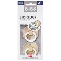 Bibs Fopspenen * Fopspeen 2-Pack Night Maat 1 Vanilla - Blush Roze