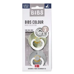Bibs Fopspenen * Fopspeen 2-Pack Night Maat 2 Sage - Cloud Groen