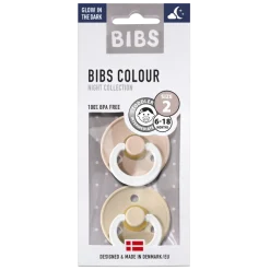 Bibs Fopspenen * Fopspeen 2-Pack Night Maat 3 Vanilla - Blush Roze