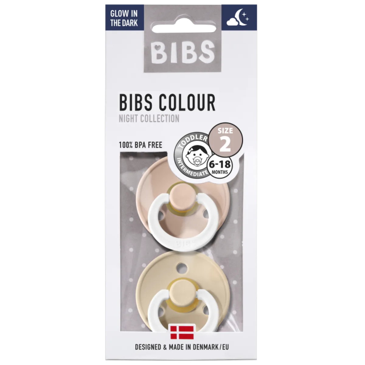 Bibs Fopspenen * Fopspeen 2-Pack Night Maat 3 Vanilla - Blush Roze