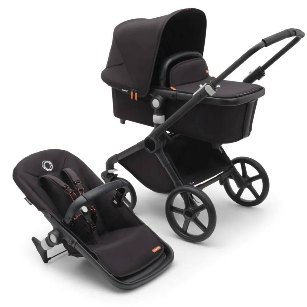 Bugaboo Combi Kinderwagens * Fox Cub Kinderwagen Compleet Black - Midnight Black Zwart