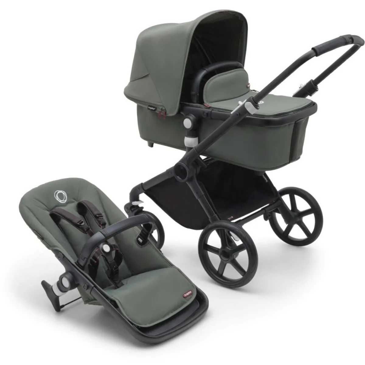 Bugaboo Combi Kinderwagens * Fox Cub Kinderwagen Compleet Black - Forest Green Groen
