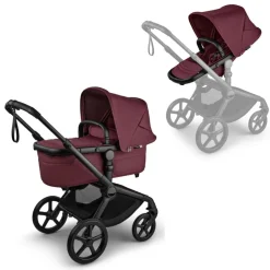 Bugaboo Combi Kinderwagens * Fox 5 Renew Kinderwagen Compleet Black - Dark Cherry Rood