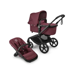 Bugaboo Combi Kinderwagens * Fox 5 Renew Kinderwagen Compleet Black - Dark Cherry Rood