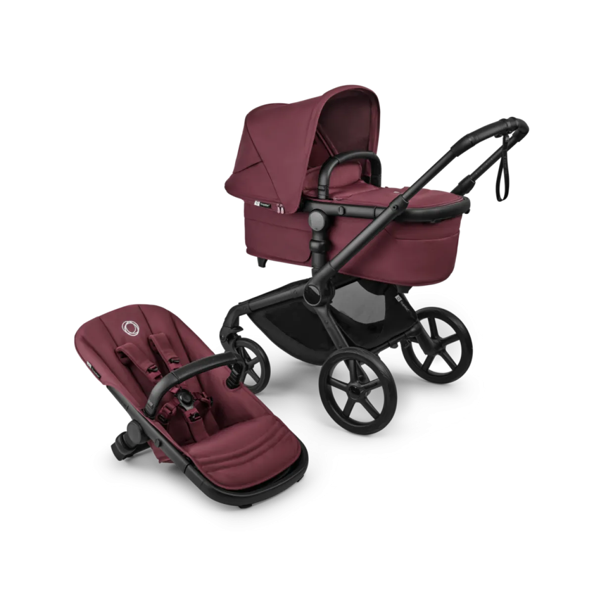 Bugaboo Combi Kinderwagens * Fox 5 Renew Kinderwagen Compleet Black - Dark Cherry Rood