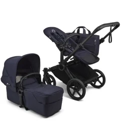 Bugaboo Combi Kinderwagens * Mono Kinderwagen Donkey 6 Compleet Black - Deep Indigo Blauw