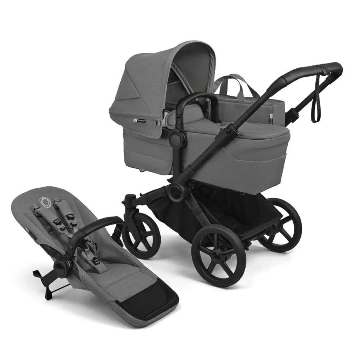 Bugaboo Combi Kinderwagens * Mono Kinderwagen Donkey 6 Compleet Black - Moon Grey Grijs