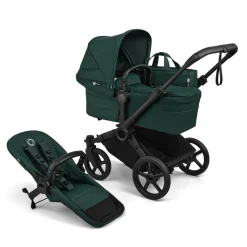 Bugaboo Combi Kinderwagens * Mono Kinderwagen Donkey 6 Compleet Black - Fern Green Groen