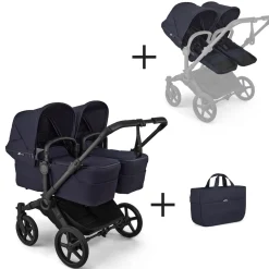 Bugaboo Combi Kinderwagens|Tweelingwagens * Tweeling Kinderwagen Donkey 6 Compleet Black - Deep Indigo Blauw