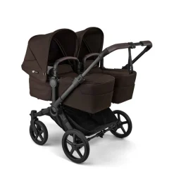 Bugaboo Combi Kinderwagens|Tweelingwagens * Tweeling Kinderwagen Donkey 6 Compleet Black - Cocoa Brown Bruin