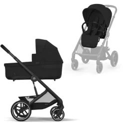 Cybex Combi Kinderwagens * Balios S Lux Kinderwagen Compleet Moon Black - Black Frame Zwart