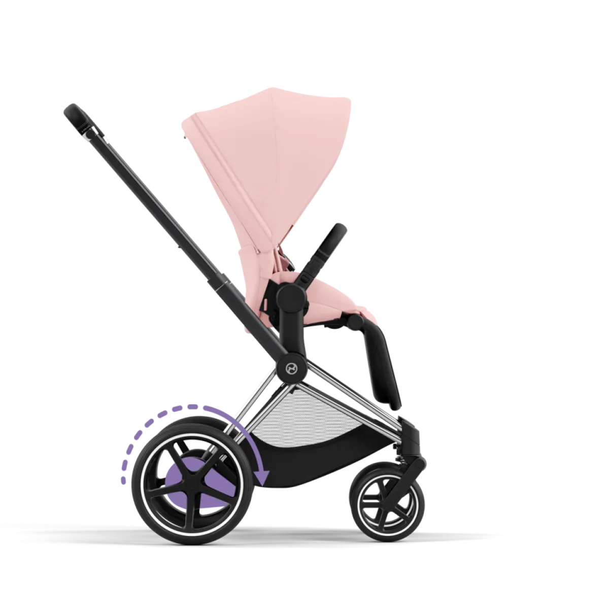 Cybex Combi Kinderwagens * E-Priam Kinderwagen Compleet Peach Pink - Chrome Black Frame