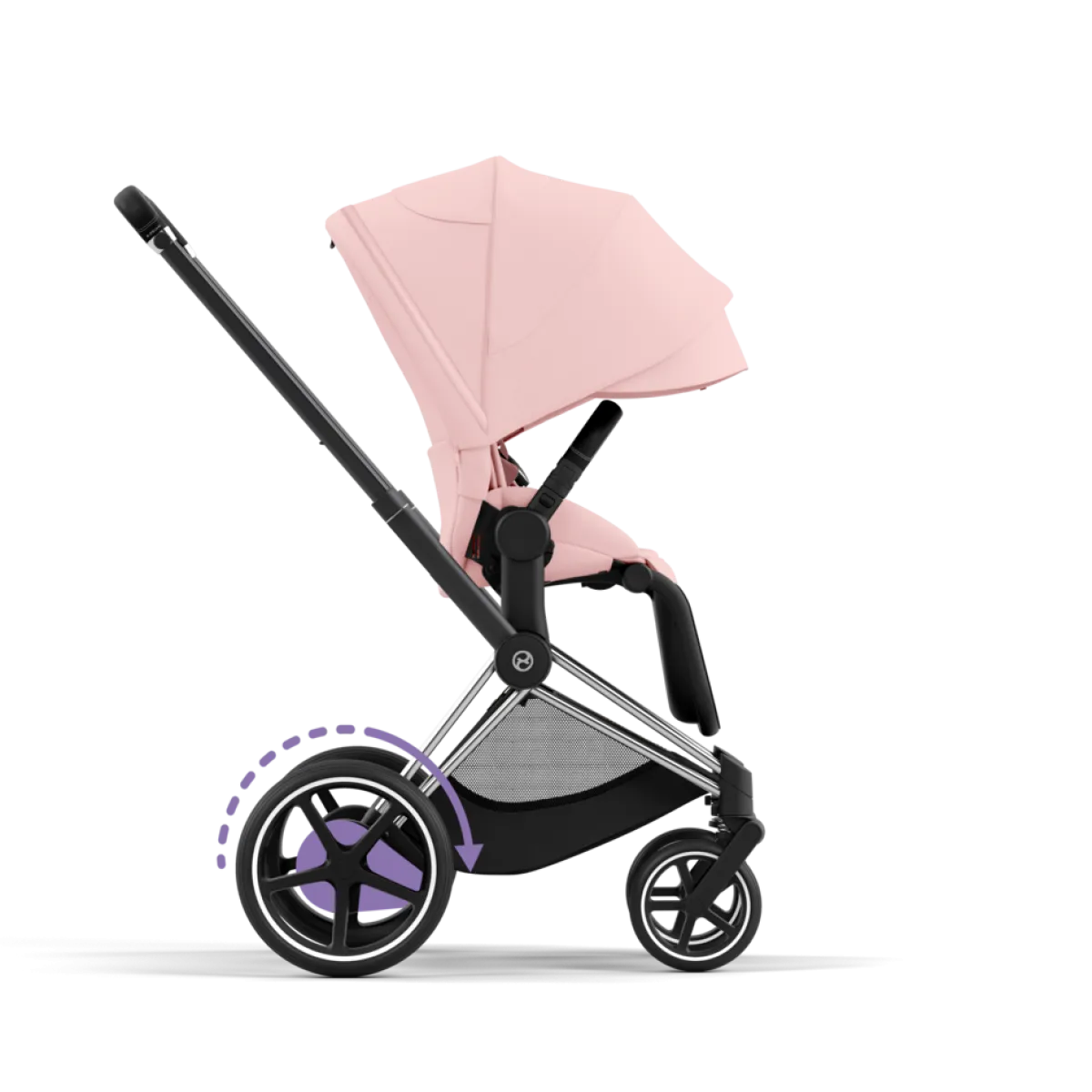 Cybex Combi Kinderwagens * E-Priam Kinderwagen Compleet Peach Pink - Chrome Black Frame
