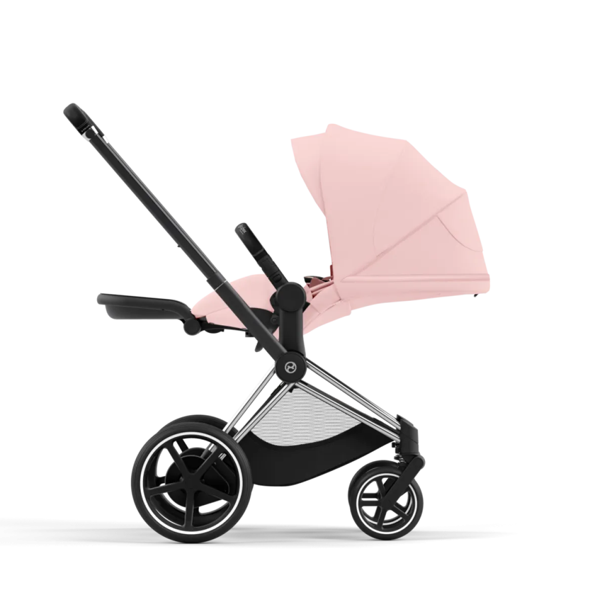 Cybex Combi Kinderwagens * E-Priam Kinderwagen Compleet Peach Pink - Chrome Black Frame