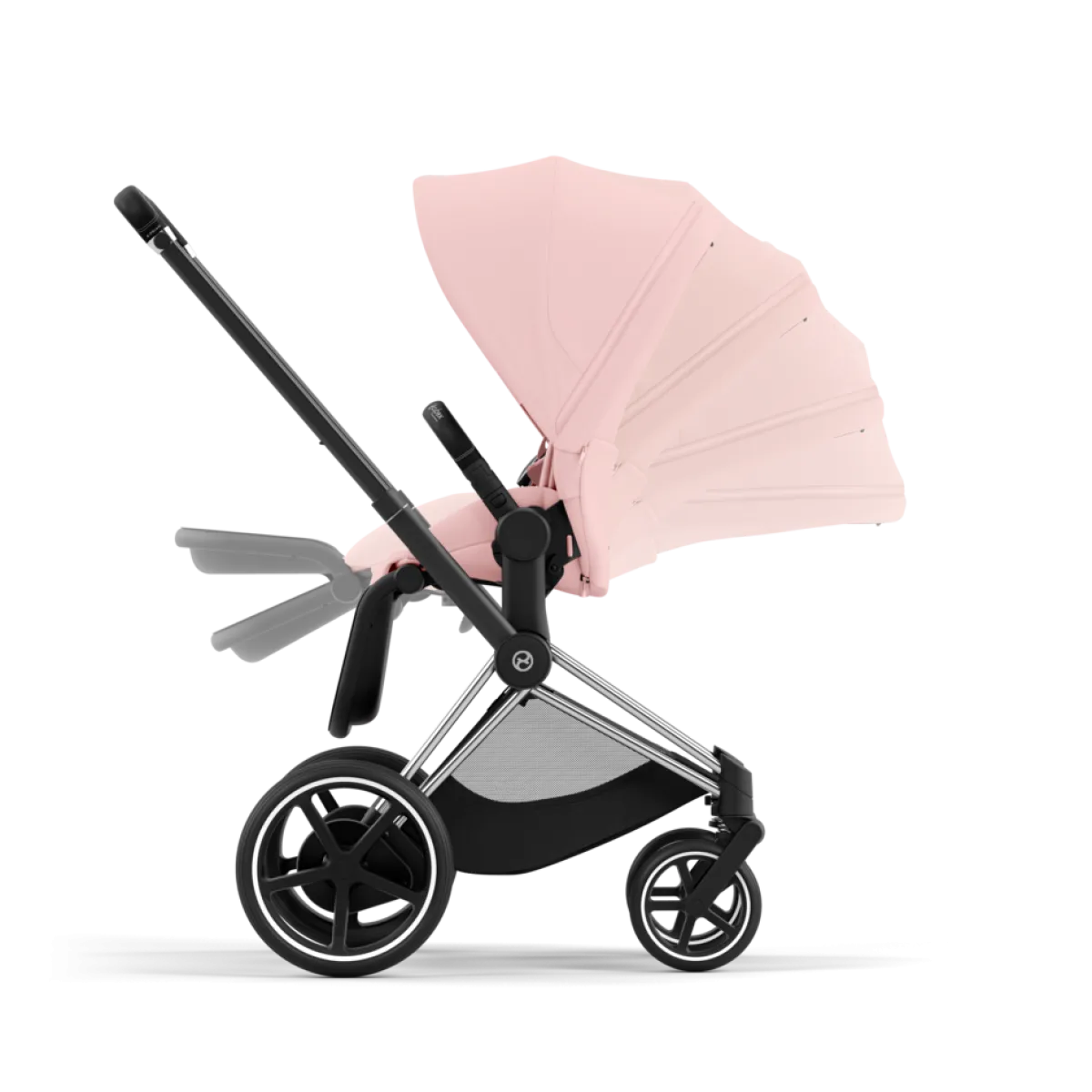 Cybex Combi Kinderwagens * E-Priam Kinderwagen Compleet Peach Pink - Chrome Black Frame