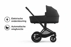 Cybex Combi Kinderwagens * E-Priam Kinderwagen Compleet Sepia Black - Matt Black Frame Zwart