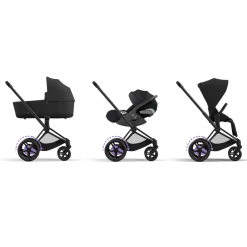 Cybex Combi Kinderwagens * E-Priam Kinderwagen Compleet Sepia Black - Matt Black Frame Zwart