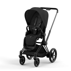 Cybex Combi Kinderwagens * E-Priam Kinderwagen Compleet Sepia Black - Matt Black Frame Zwart