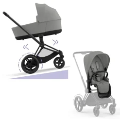 Cybex Combi Kinderwagens * E-Priam Kinderwagen Compleet Mirage Grey - Matt Black Frame