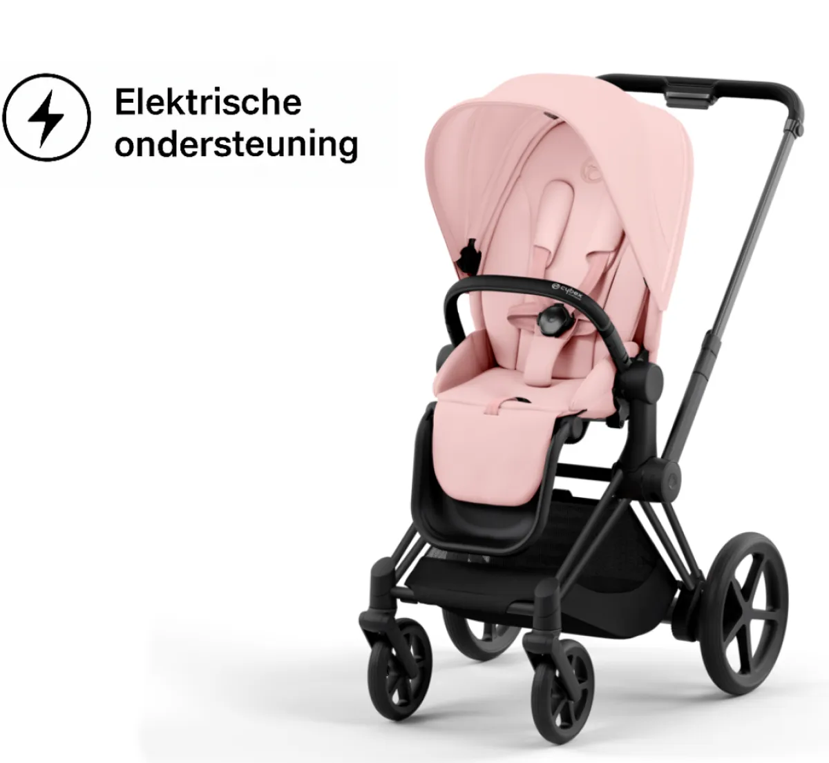 Cybex Combi Kinderwagens * E-Priam Kinderwagen Compleet Peach Pink - Matt Black Frame