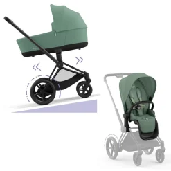 Cybex Combi Kinderwagens * E-Priam Kinderwagen Compleet Leaf Green - Matt Black Frame
