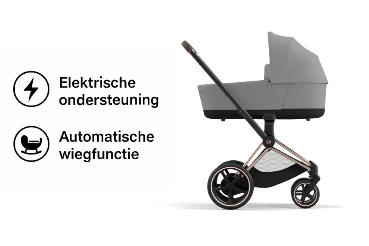 Cybex Combi Kinderwagens * E-Priam Kinderwagen Compleet Mirage Grey - Rosegold Frame