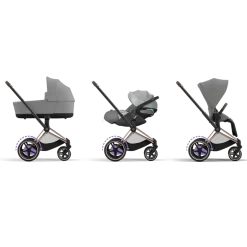 Cybex Combi Kinderwagens * E-Priam Kinderwagen Compleet Mirage Grey - Rosegold Frame