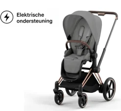 Cybex Combi Kinderwagens * E-Priam Kinderwagen Compleet Mirage Grey - Rosegold Frame