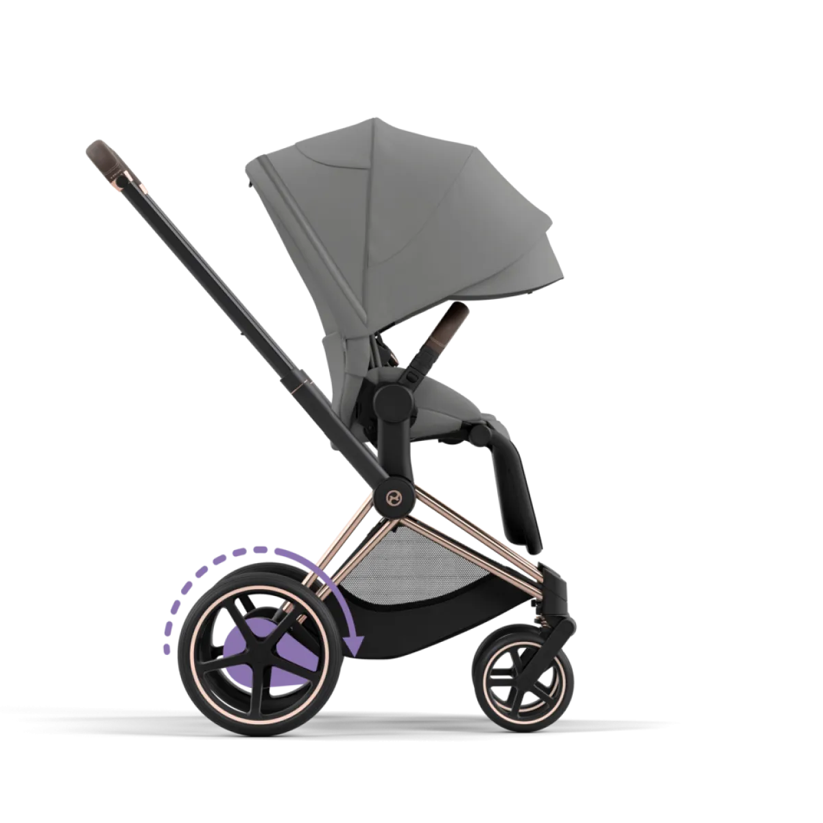 Cybex Combi Kinderwagens * E-Priam Kinderwagen Compleet Mirage Grey - Rosegold Frame