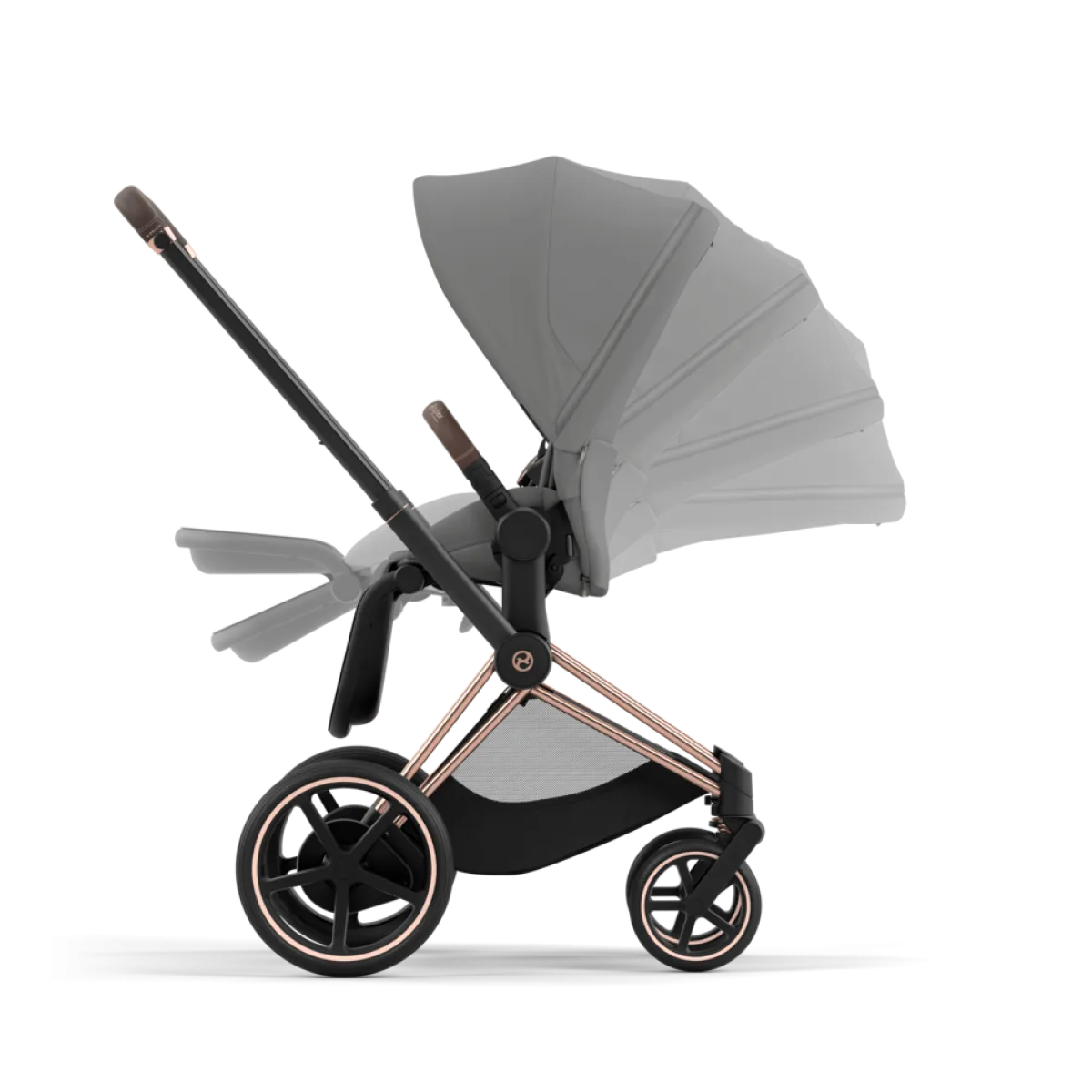 Cybex Combi Kinderwagens * E-Priam Kinderwagen Compleet Mirage Grey - Rosegold Frame