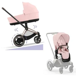 Cybex Combi Kinderwagens * E-Priam Kinderwagen Compleet Peach Pink - Rosegold Frame