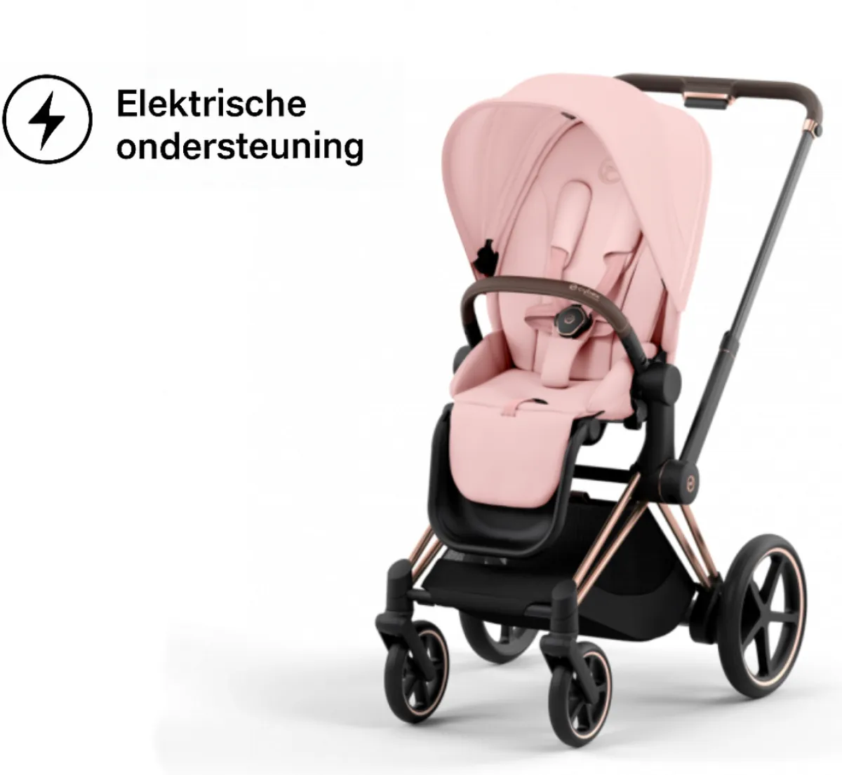 Cybex Combi Kinderwagens * E-Priam Kinderwagen Compleet Peach Pink - Rosegold Frame
