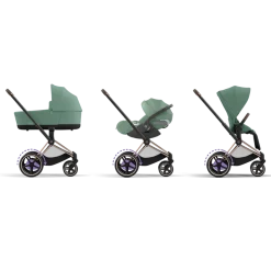 Cybex Combi Kinderwagens * E-Priam Kinderwagen Compleet Leaf Green - Rosegold Frame