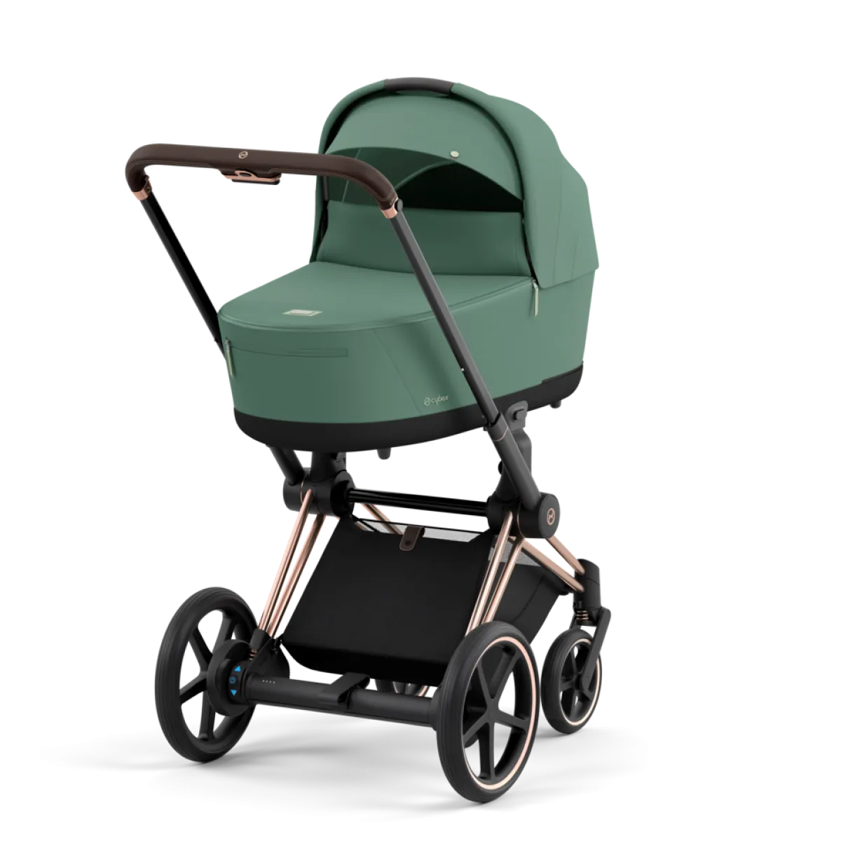 Cybex Combi Kinderwagens * E-Priam Kinderwagen Compleet Leaf Green - Rosegold Frame