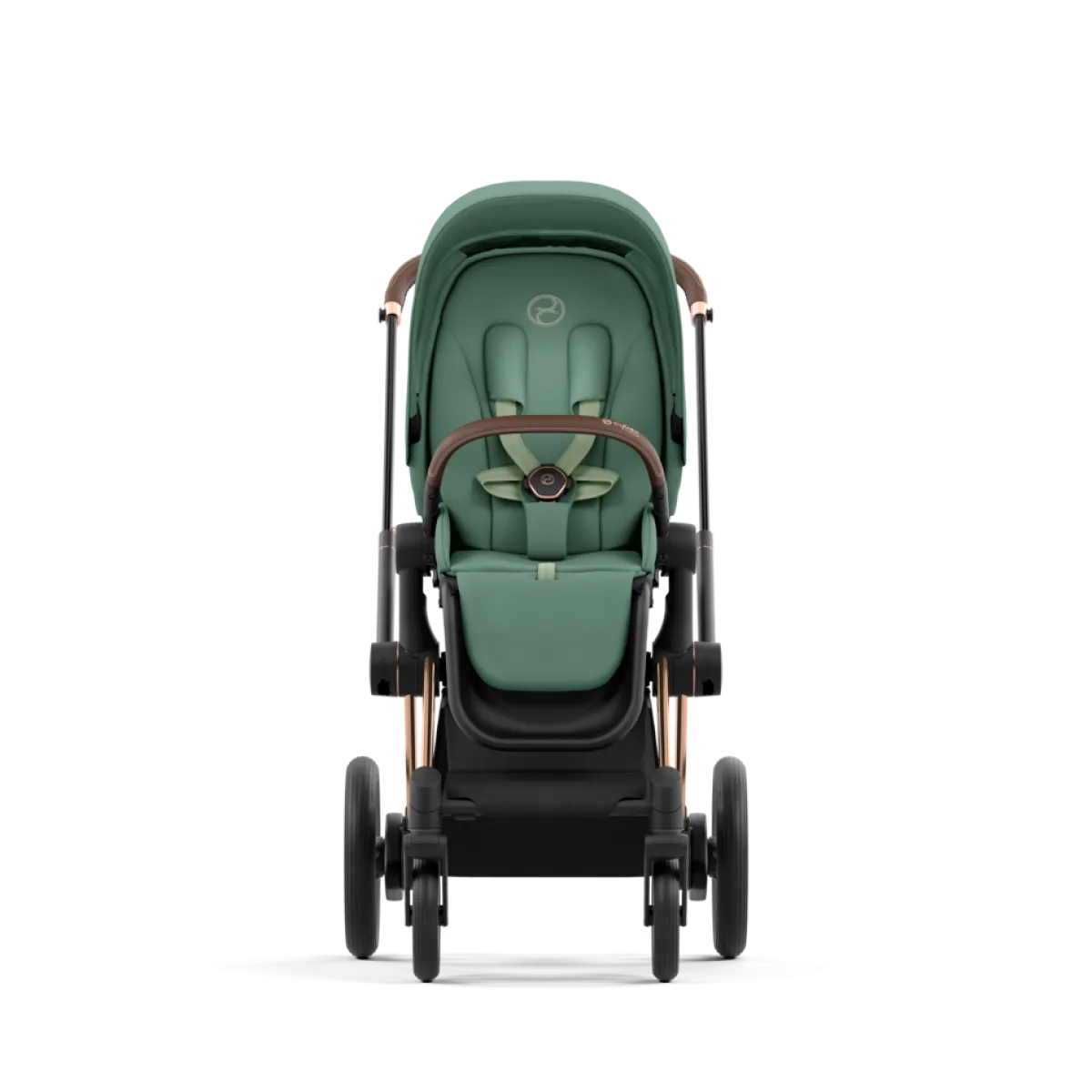 Cybex Combi Kinderwagens * E-Priam Kinderwagen Compleet Leaf Green - Rosegold Frame