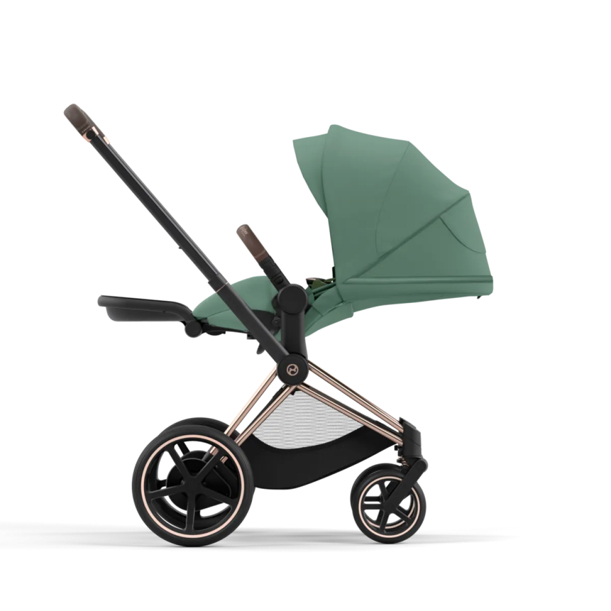 Cybex Combi Kinderwagens * E-Priam Kinderwagen Compleet Leaf Green - Rosegold Frame