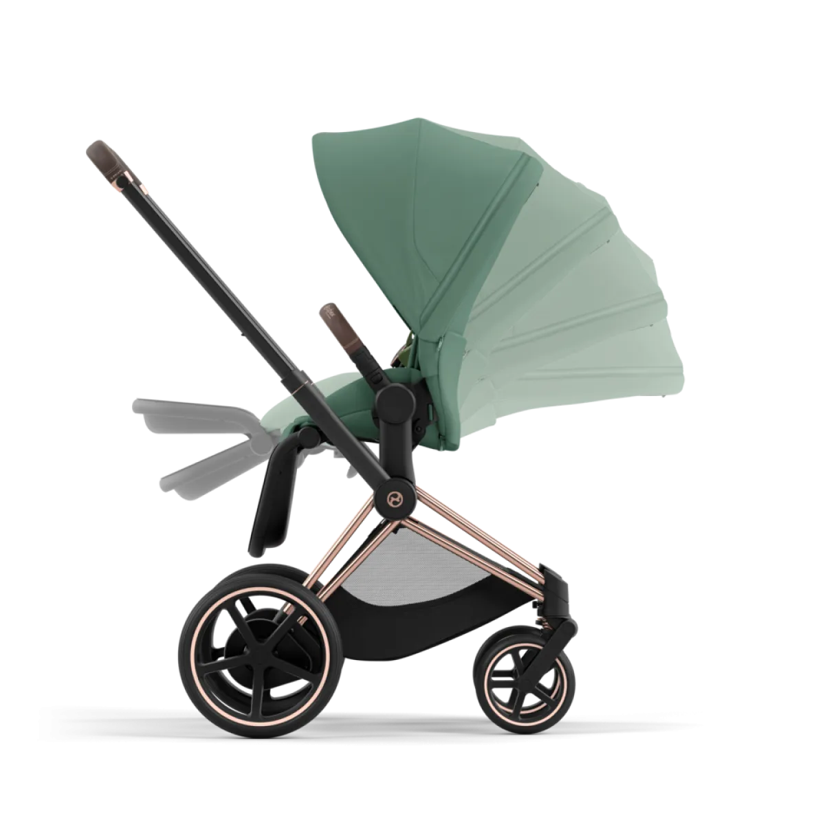 Cybex Combi Kinderwagens * E-Priam Kinderwagen Compleet Leaf Green - Rosegold Frame