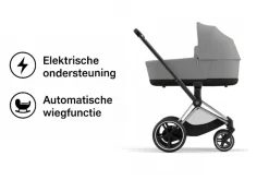 Cybex Combi Kinderwagens * E-Priam Kinderwagen Compleet Mirage Grey - Chrome Black Frame