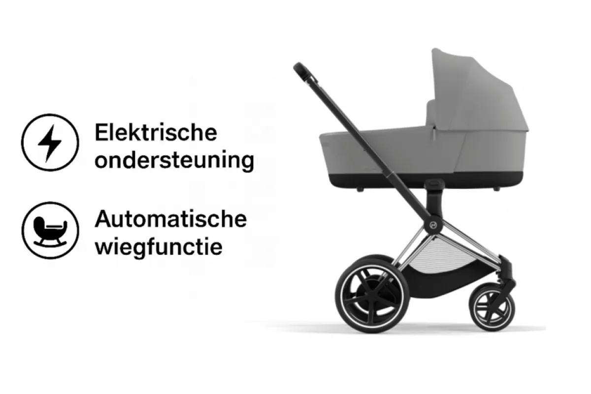 Cybex Combi Kinderwagens * E-Priam Kinderwagen Compleet Mirage Grey - Chrome Black Frame