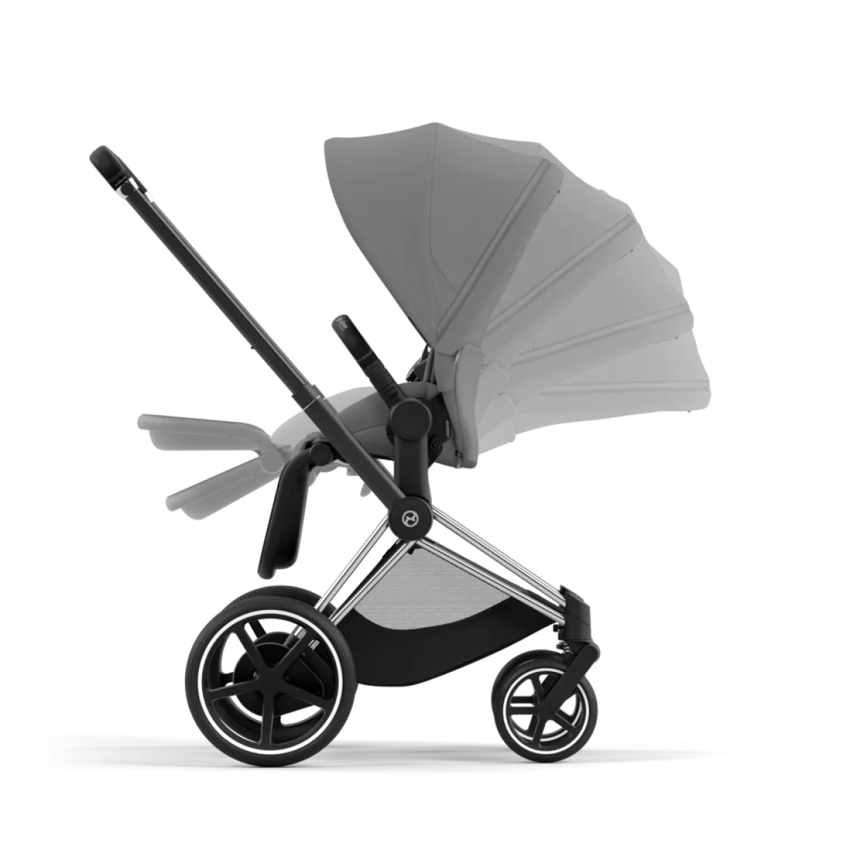 Cybex Combi Kinderwagens * E-Priam Kinderwagen Compleet Mirage Grey - Chrome Black Frame