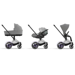 Cybex Combi Kinderwagens * E-Priam Kinderwagen Compleet Mirage Grey - Chrome Black Frame
