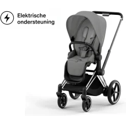Cybex Combi Kinderwagens * E-Priam Kinderwagen Compleet Mirage Grey - Chrome Black Frame