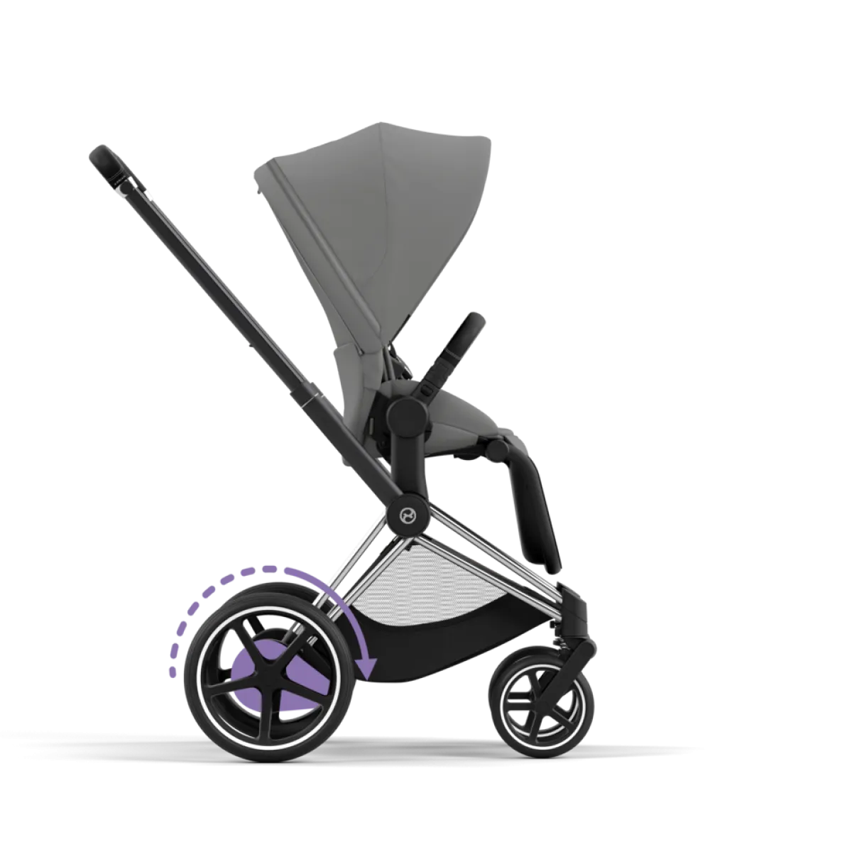 Cybex Combi Kinderwagens * E-Priam Kinderwagen Compleet Mirage Grey - Chrome Black Frame