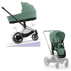 Cybex Combi Kinderwagens * E-Priam Kinderwagen Compleet Leaf Green - Chrome Black Frame