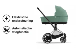 Cybex Combi Kinderwagens * E-Priam Kinderwagen Compleet Leaf Green - Chrome Black Frame
