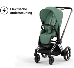Cybex Combi Kinderwagens * E-Priam Kinderwagen Compleet Leaf Green - Chrome Black Frame