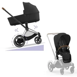 Cybex Combi Kinderwagens * E-Priam Kinderwagen Compleet Sepia Black - Chrome Brown Frame