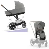 Cybex Combi Kinderwagens * E-Priam Kinderwagen Compleet Mirage Grey - Chrome Brown Frame