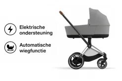 Cybex Combi Kinderwagens * E-Priam Kinderwagen Compleet Mirage Grey - Chrome Brown Frame