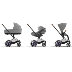 Cybex Combi Kinderwagens * E-Priam Kinderwagen Compleet Mirage Grey - Chrome Brown Frame